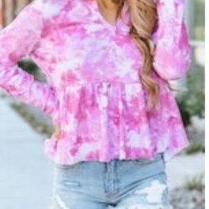 Pink Lily Be There Soon Tie Dye Top